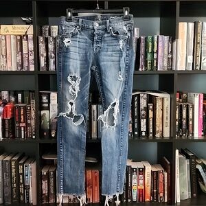 7 For All Mankind Josefina 5 Pocket Distressed Blue Jeans